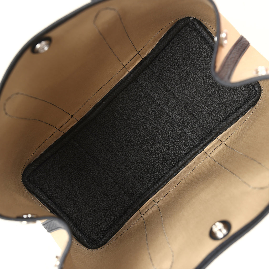 Hermes Garden Party 30 Trench Toile Officier Canvas and Black Negonda Palladium Hardware - Image 8