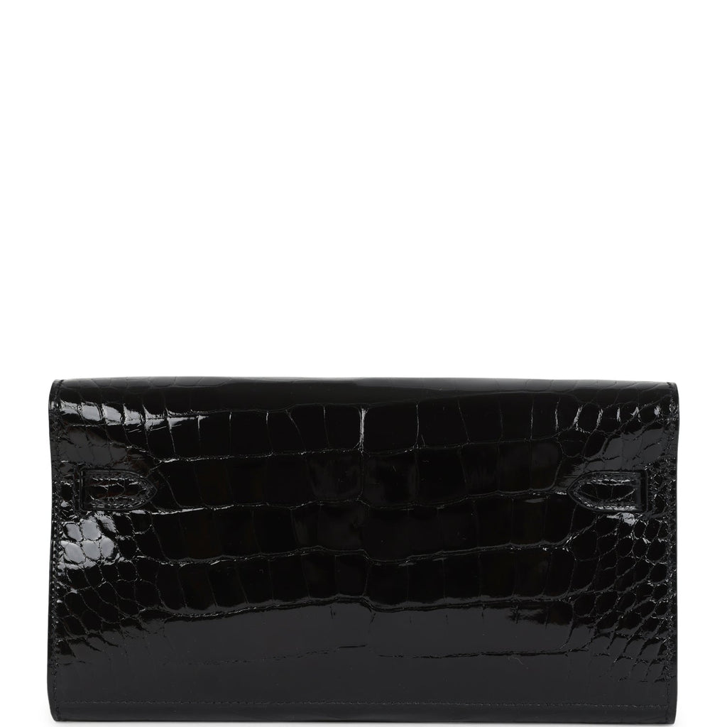 Hermes Kelly Wallet To Go Black Shiny Alligator Palladium Hardware - Image 5
