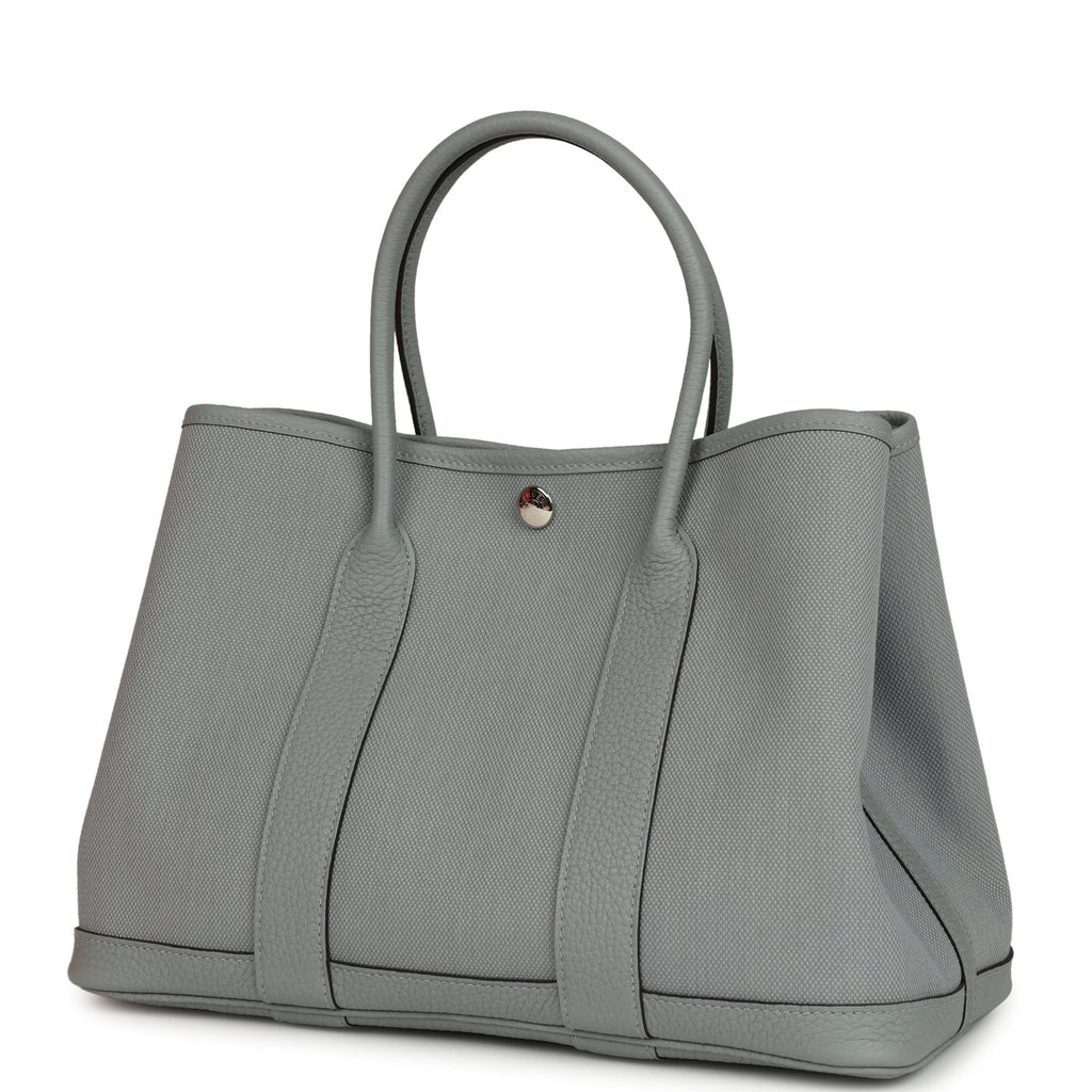 Hermes Garden Party 30 Gris Pantin Officier Canvas and Negonda Palladium Hardware - Image 6
