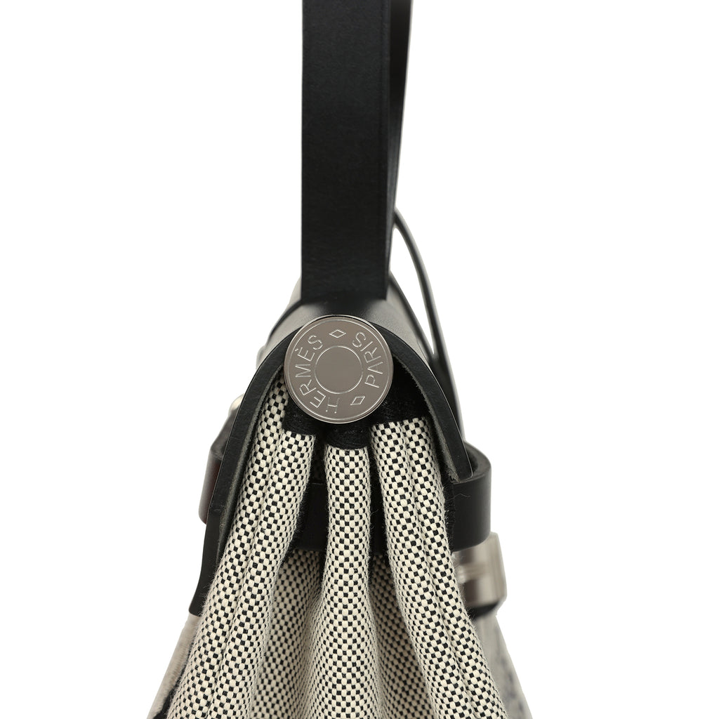 Pre-owned Hermes Herbag Zip Pegase Pop PM 31 Ecru Toile H Canvas and Black Hunter Palladium Hardware - Image 5