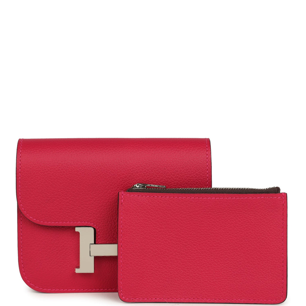 Hermes Constance Slim Wallet Framboise Verso Evercolor Palladium Hardware - Image 8