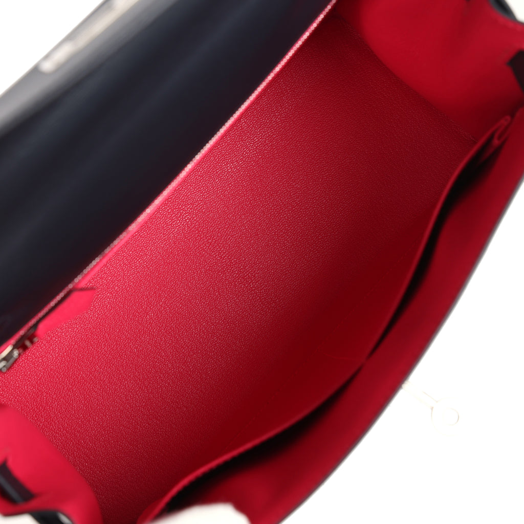 Hermes Special Order (HSS) Kelly Sellier 28 Bleu Obscur Verso Sombrero Palladium Hardware - Image 9