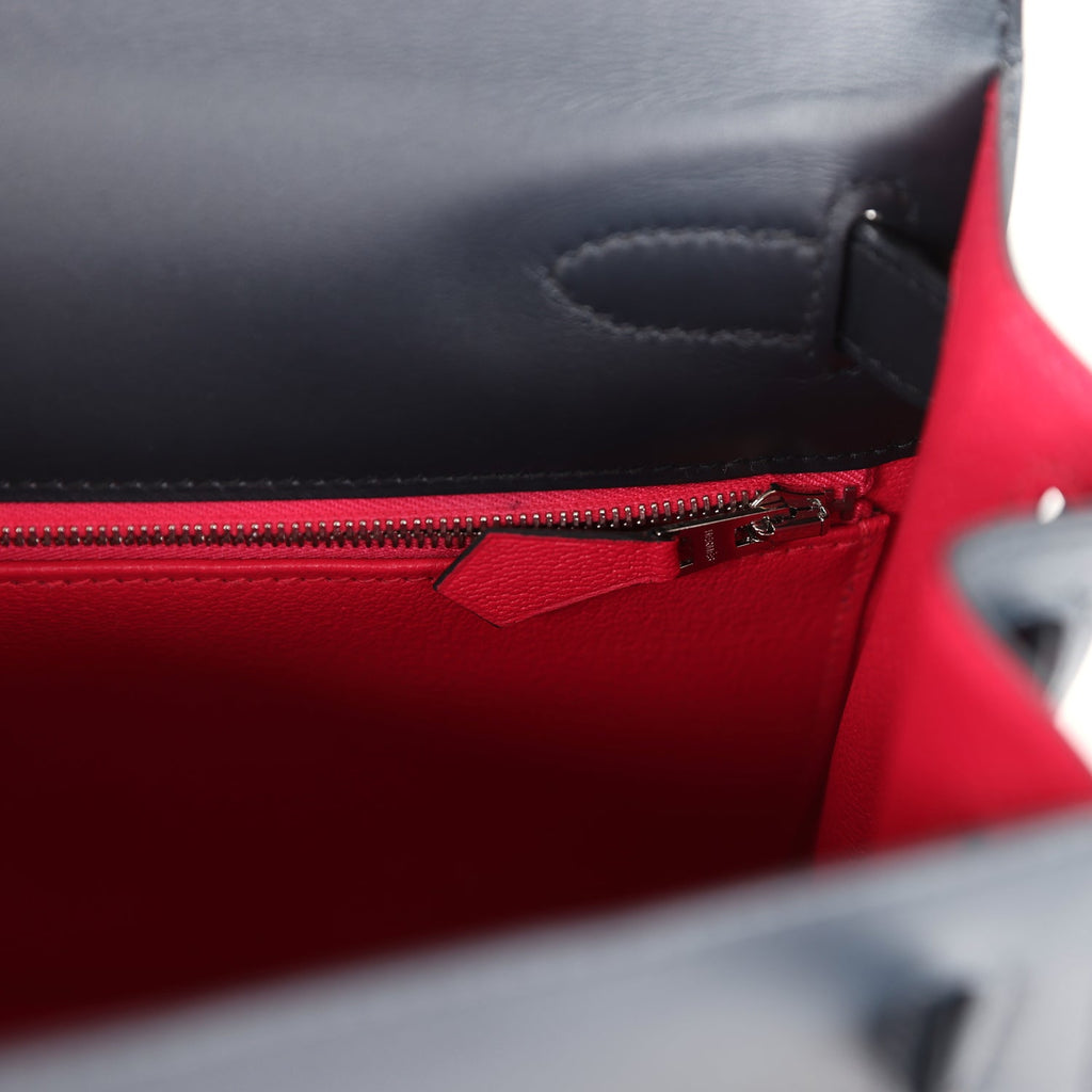 Hermes Special Order (HSS) Kelly Sellier 28 Bleu Obscur Verso Sombrero Palladium Hardware - Image 10