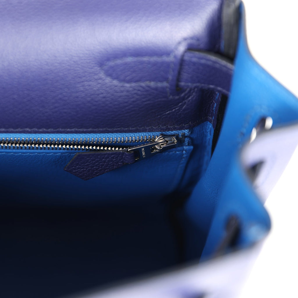 Pre-owned Hermes Kelly Retourne 28 Bleu Encre Verso Evercolor Palladium Hardware - Image 10
