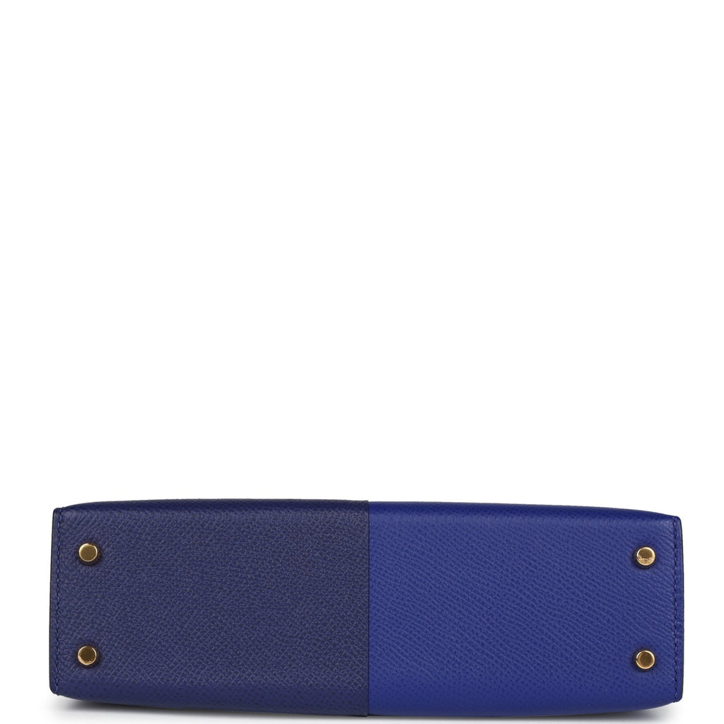 Hermes Casaque Kelly Sellier 20 Bleu Electric and Bleu Encre Epsom Gold Hardware - Image 7