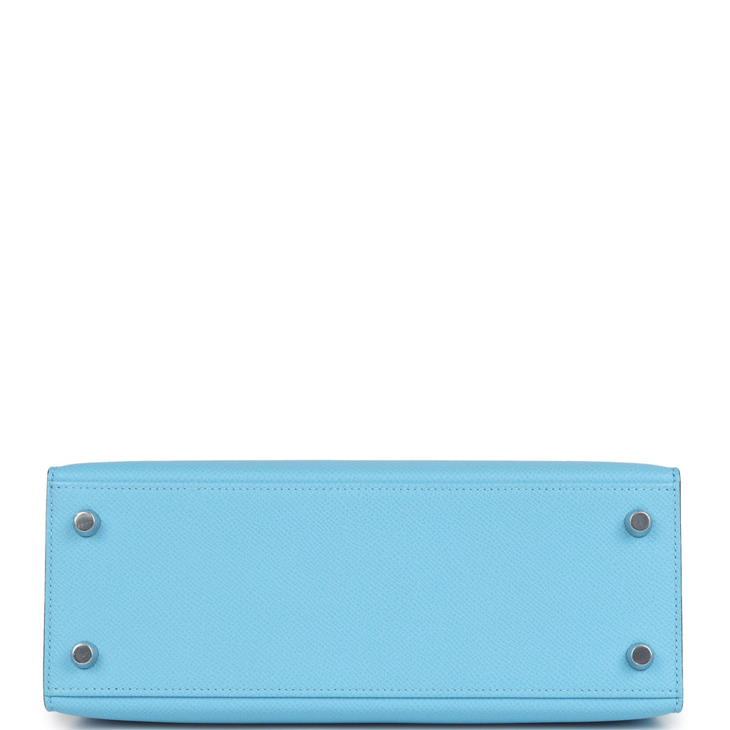 Hermes Special Order (HSS) Kelly Sellier 25 Bleu Celeste Verso Epsom Palladium Hardware - Image 7