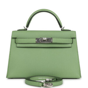 Hermes Kelly Sellier 20 Vert Criquet Epsom Palladium Hardware
