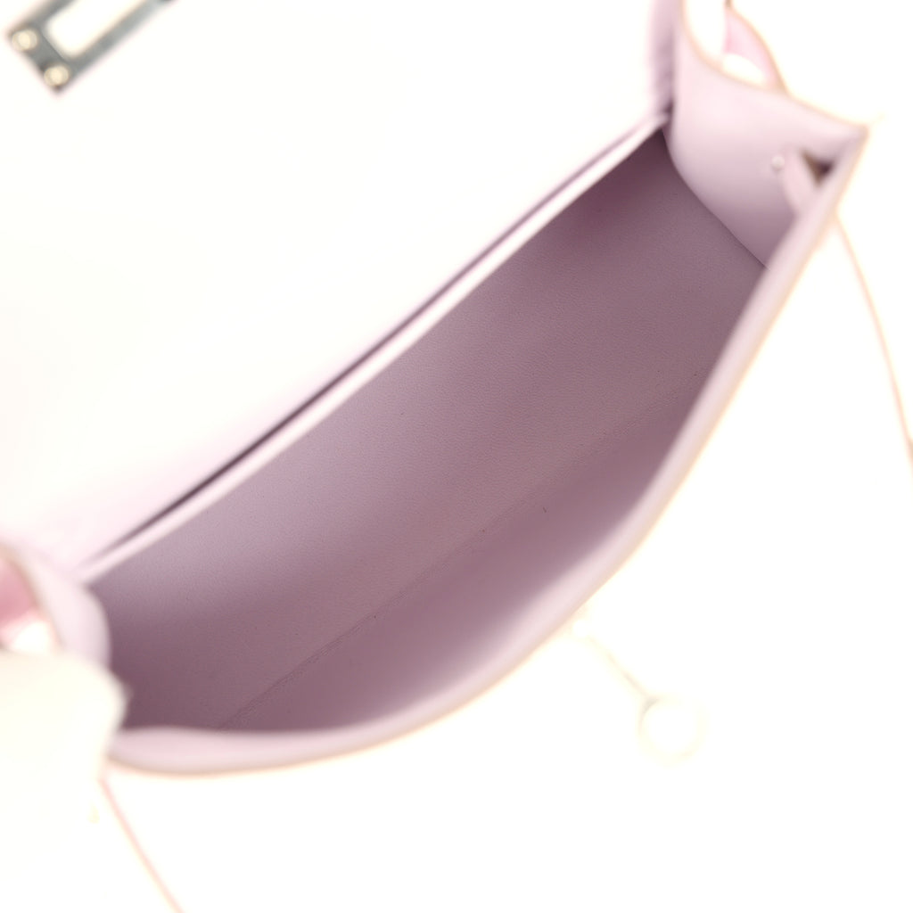 Hermes Kelly Sellier 20 Mauve Pale Boreal Satin Alligator Palladium Hardware - Image 9