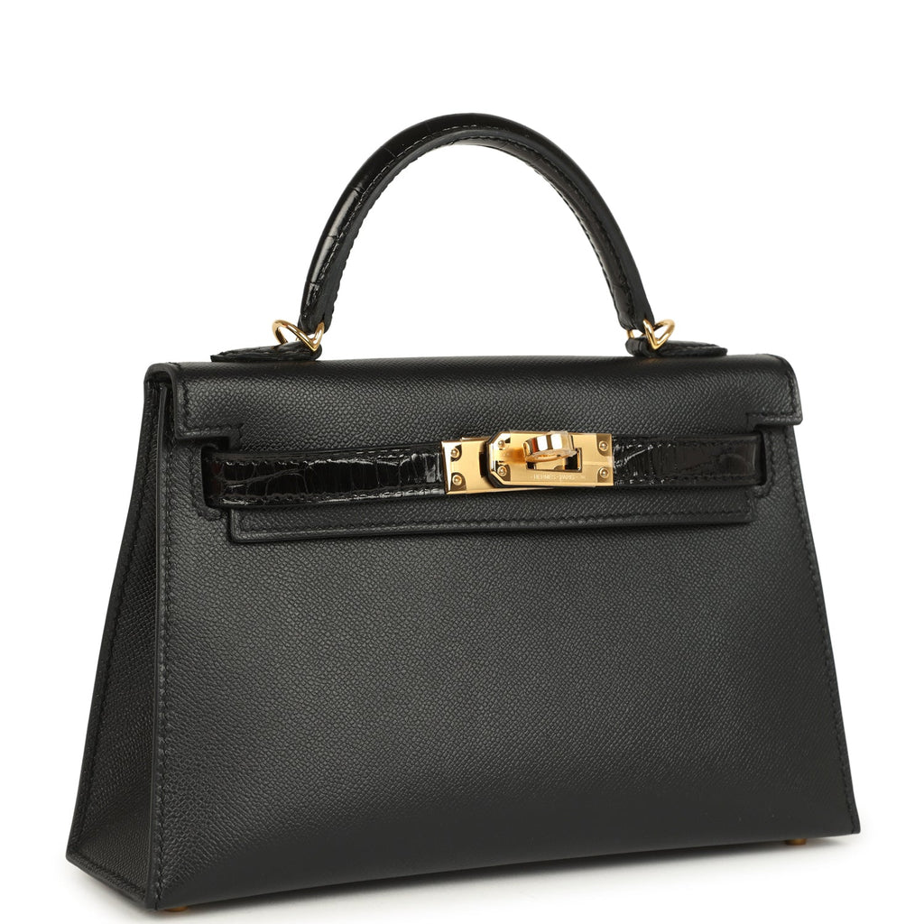Hermes Kelly Sellier 20 Black Madame and Shiny Alligator Touch Gold Hardware - Image 3