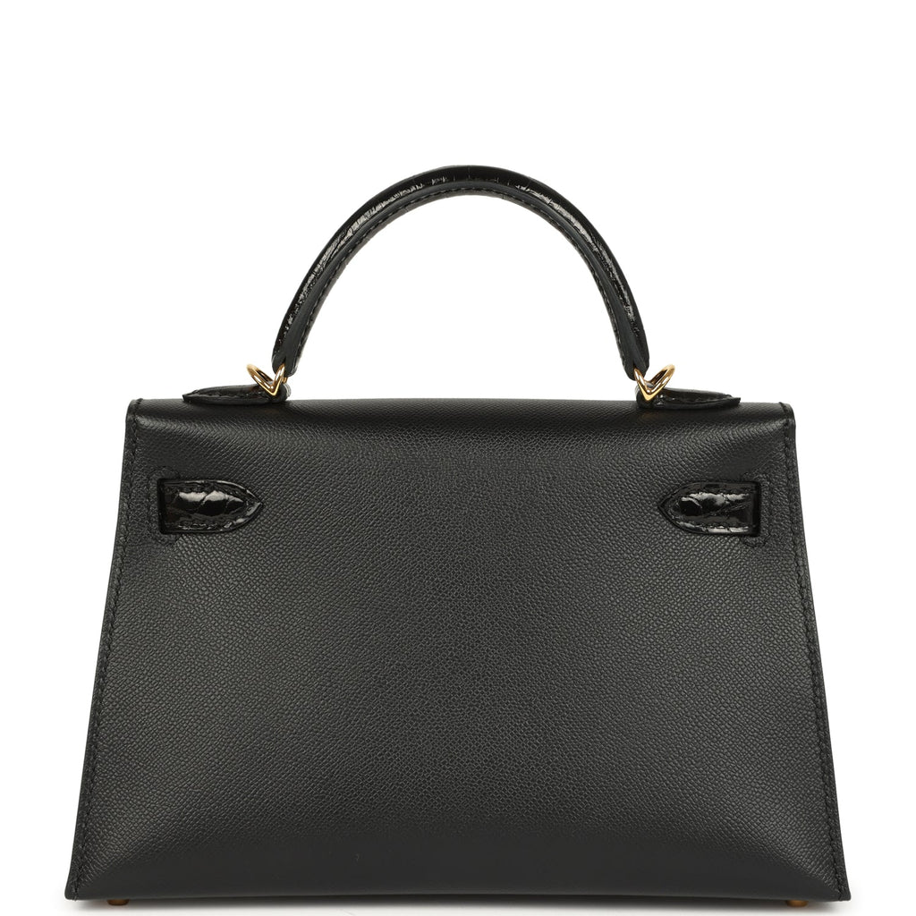Hermes Kelly Sellier 20 Black Madame and Shiny Alligator Touch Gold Hardware - Image 5