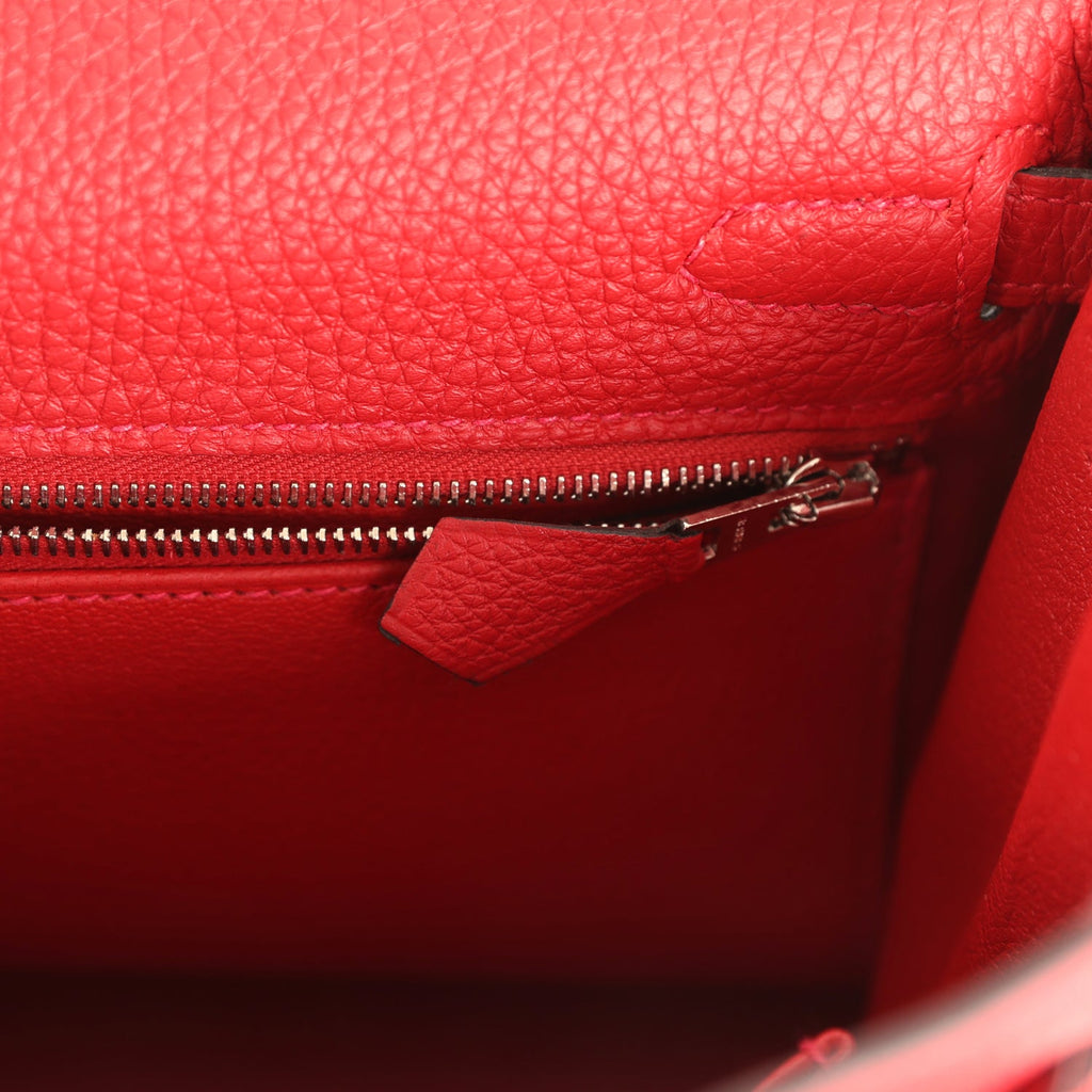 Pre-owned Hermes Kelly Retourne 25 Rouge Casaque Togo Palladium Hardware - Image 10