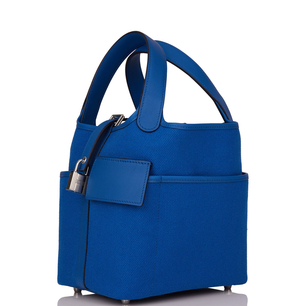 Hermes Picotin Cargo 18 Bleu France Swift and Toile Canvas Palladium Hardware - Image 7