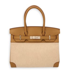 Birkin 30 Ecru-Beige/Biscuit in Toile/Swift, Palladium hardware