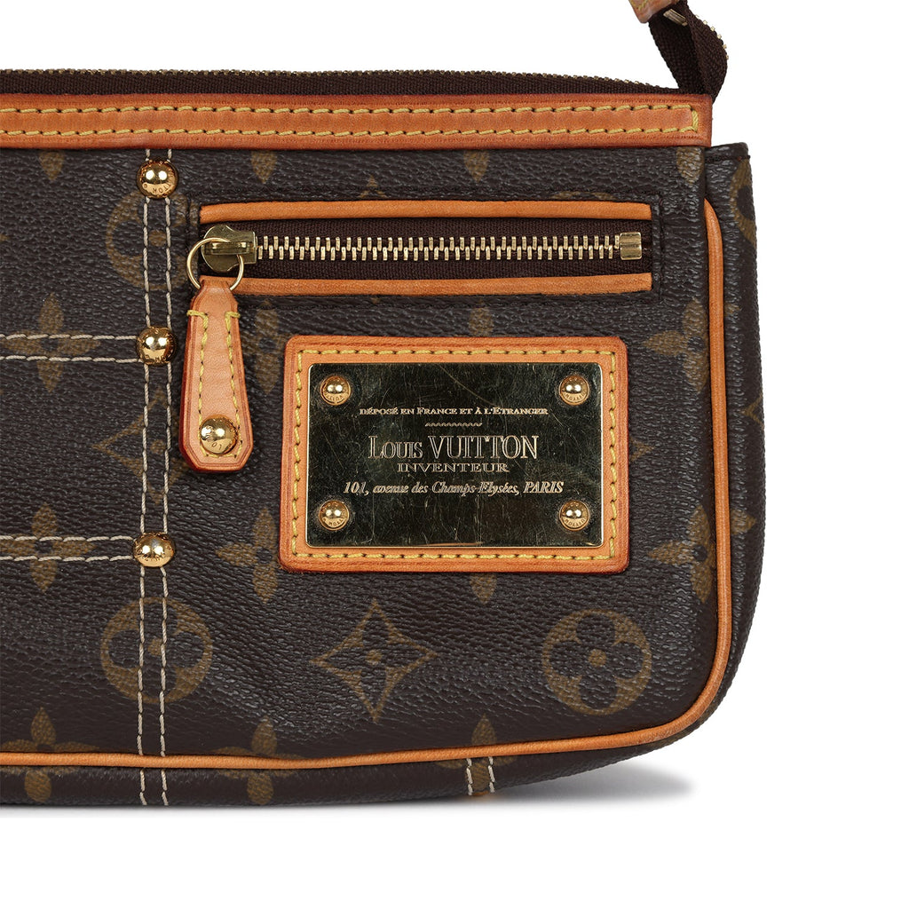 Vintage Louis Vuitton Pochette Accessories Brown Monogram Rivet Gold Hardware - Image 9