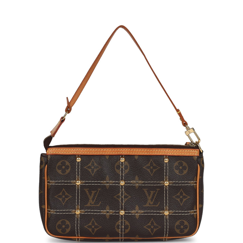 Vintage Louis Vuitton Pochette Accessories Brown Monogram Rivet Gold Hardware - Image 5