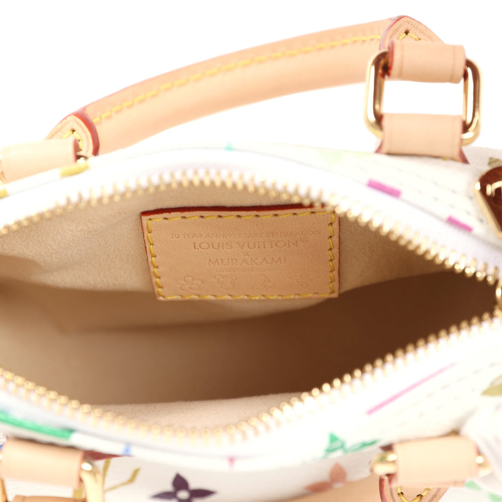 Louis Vuitton X Murakami Nano Speedy Bag White Multicolor Monogram Gold Hardware - Image 11