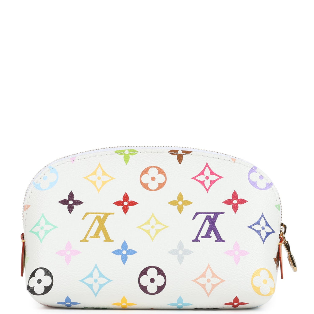 Louis Vuitton X Takashi Murakami Cosmetic Pouch PM White Multicolored Monogram Gold Hardware - Image 5
