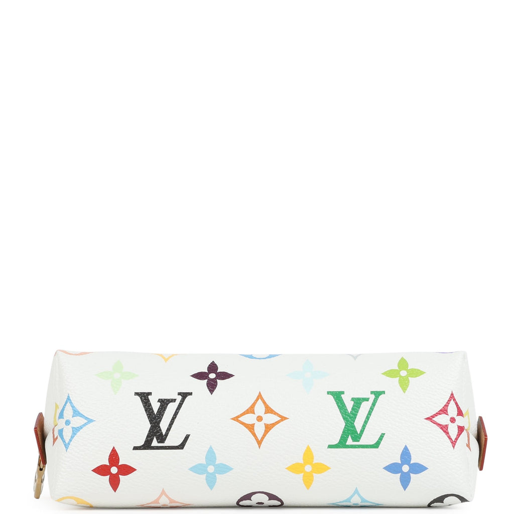 Louis Vuitton X Takashi Murakami Cosmetic Pouch PM White Multicolored Monogram Gold Hardware - Image 6