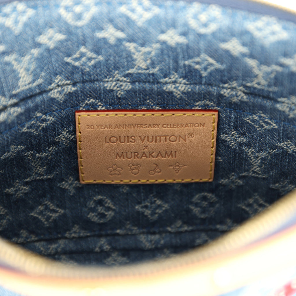 Louis Vuitton X Takashi Murakami Cherry Pochette Accessories Denim Monogram Gold Hardware - Image 12