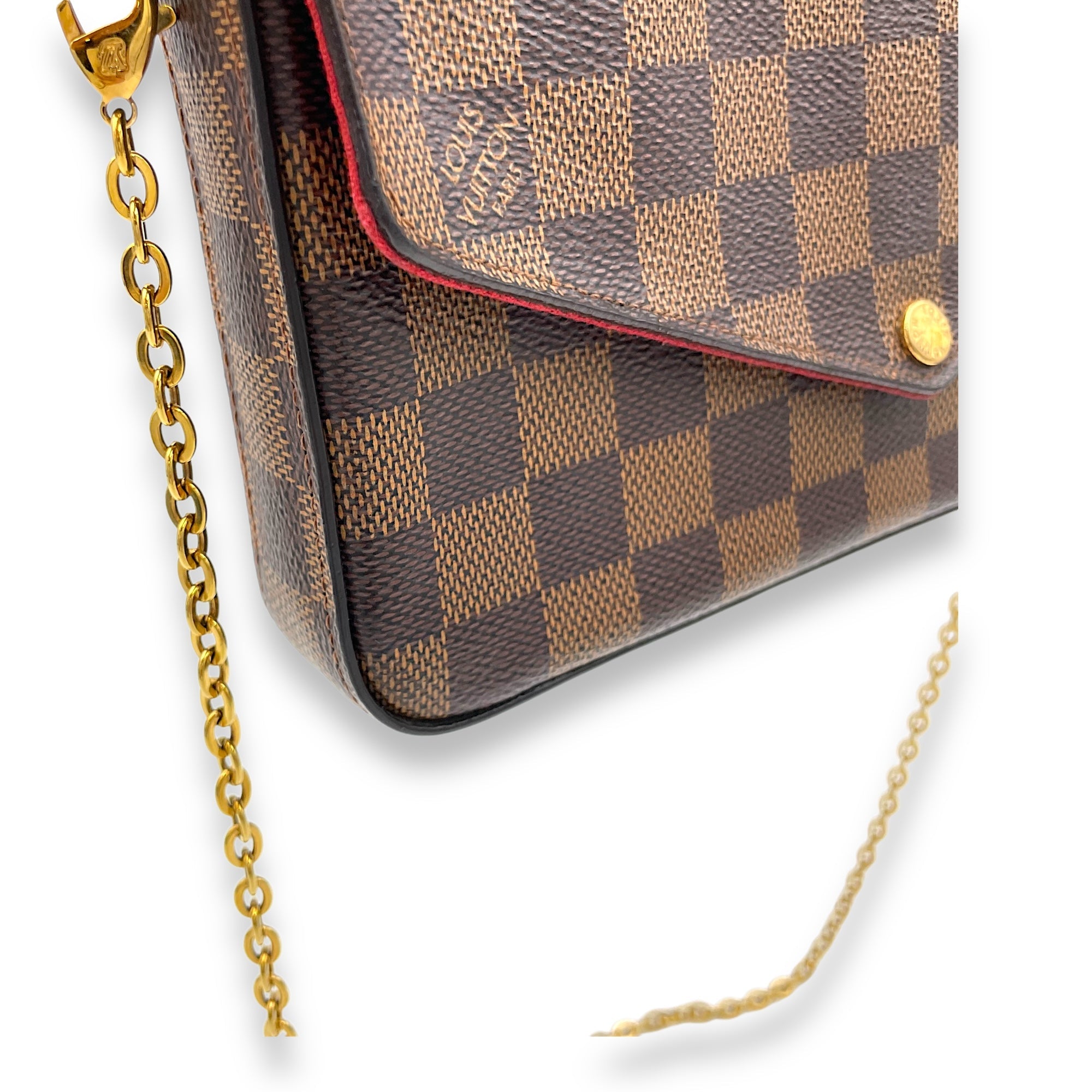 Felicie Wallet On Chain Brown in Coated Canvas, Gold hardware - Image 11