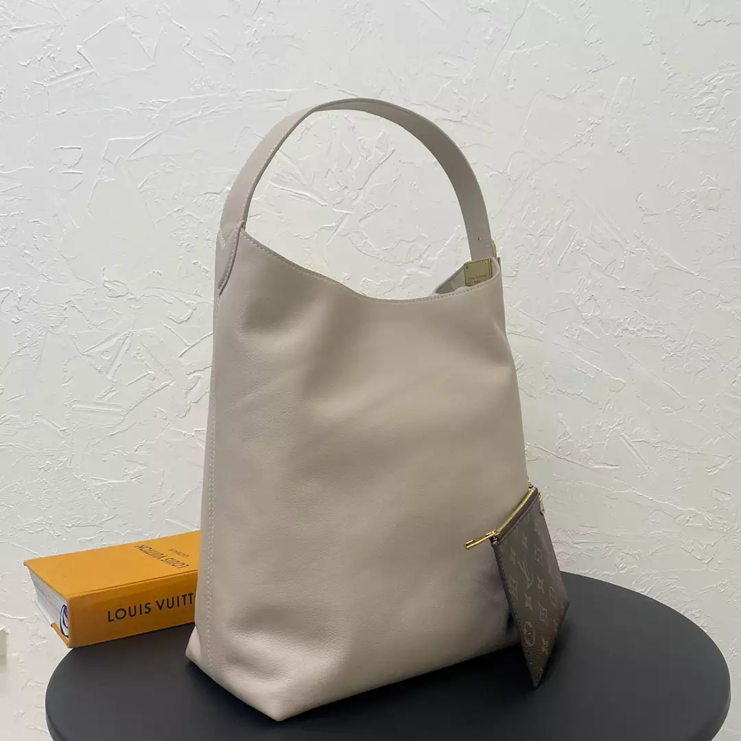 Low Key Hobo MM Limestone Gray Grained Calfskin - Repbags.ru - Image 11