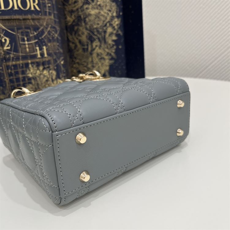 Mini Lady Dior Bag Cloud Blue Lambskin - Image 9