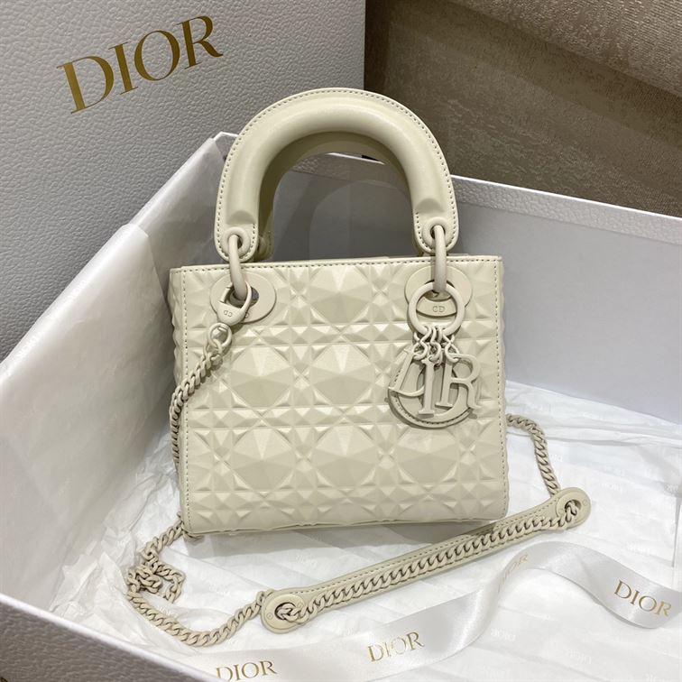 Mini Lady Dior Bag Latte Cannage Calfskin - Image 3