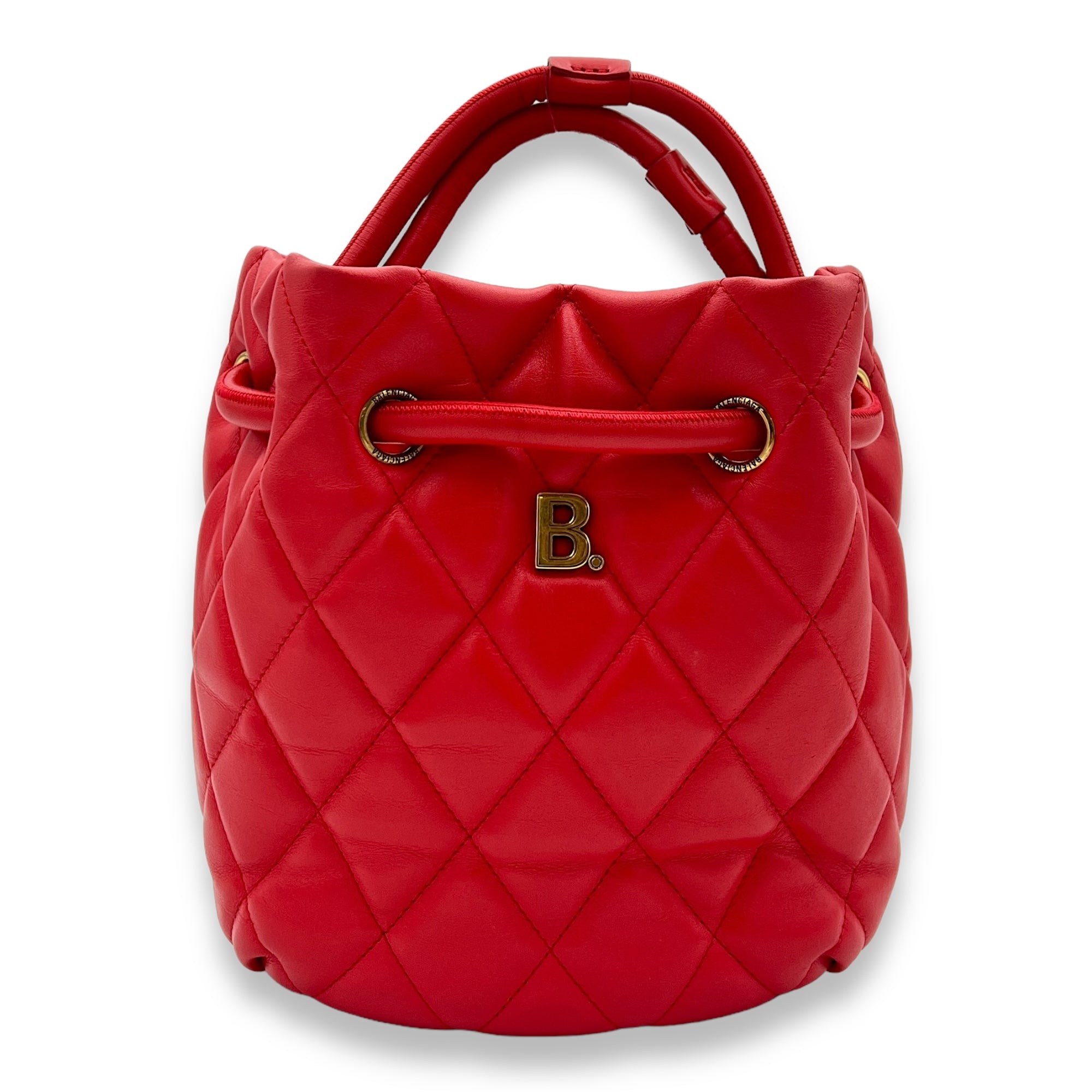 Quilted B Shoulder bag in Calfskin, Brushed Gold Hardware