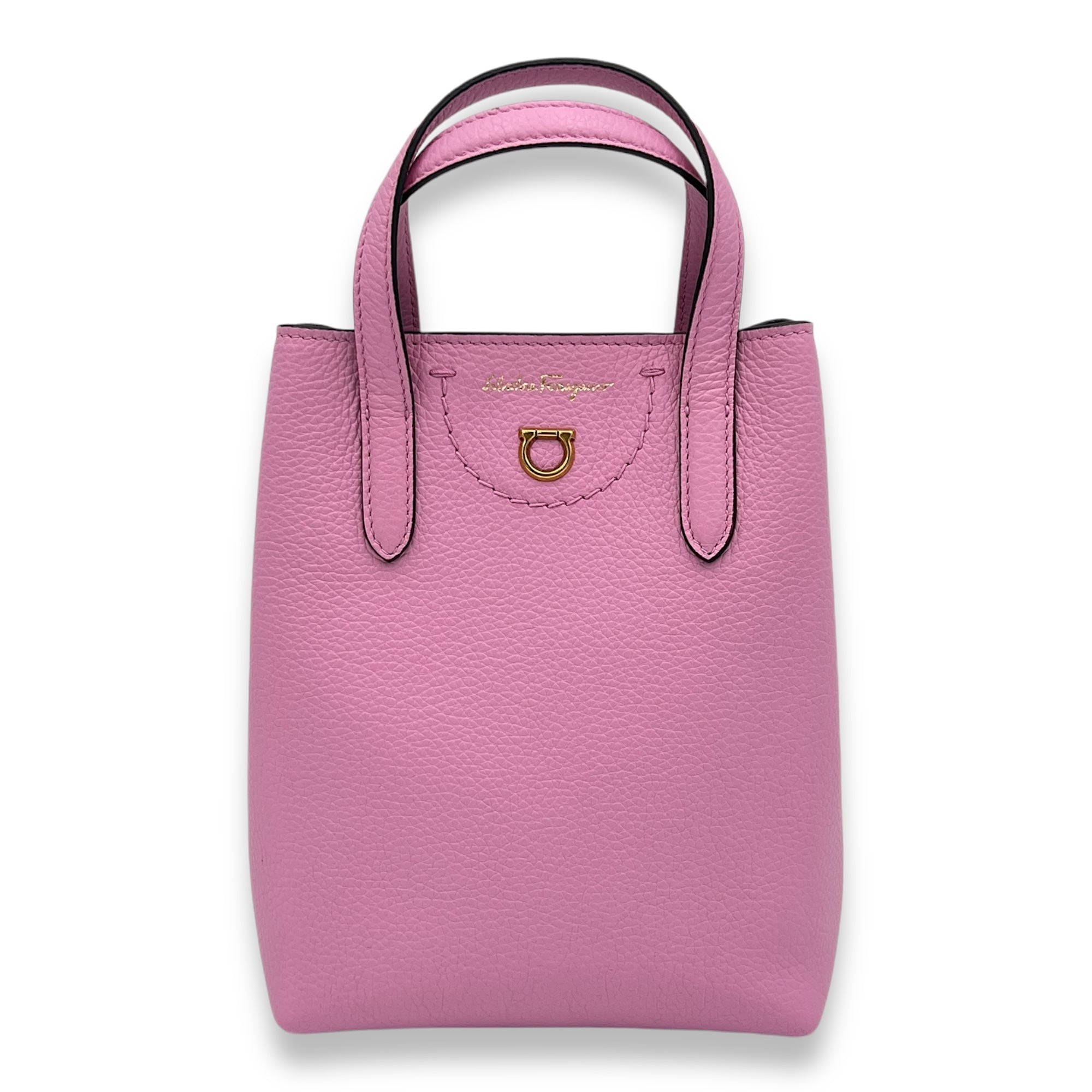 Others Mini Pink Top Handle Bag in Calfskin, Gold hardware