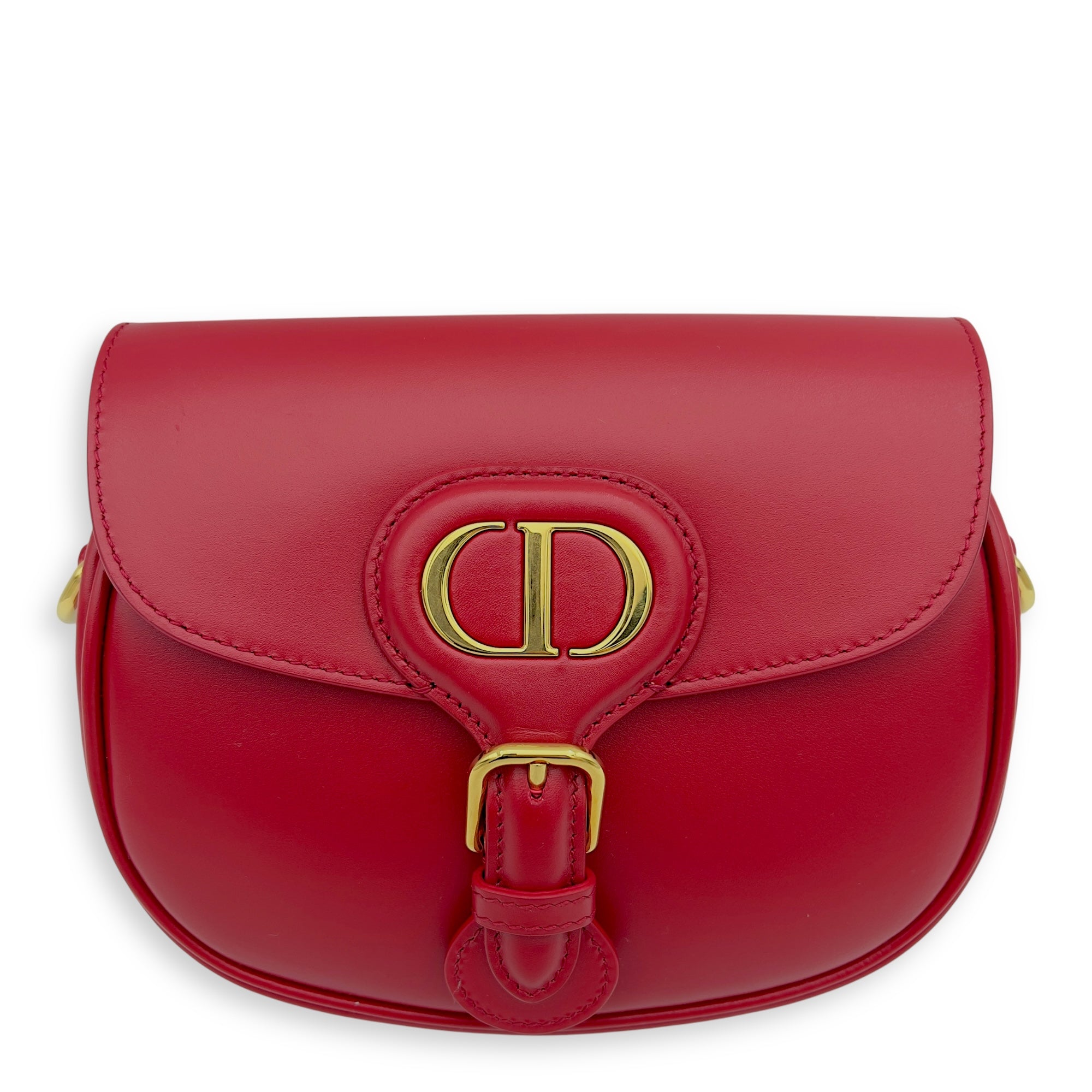 Bobby Small Red Shoulder Bag in Calfskin, Gold hardware