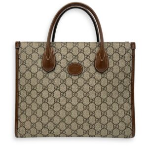 GG Supreme Brown Tote Bag in Interlocking GG Supreme, Gold hardware