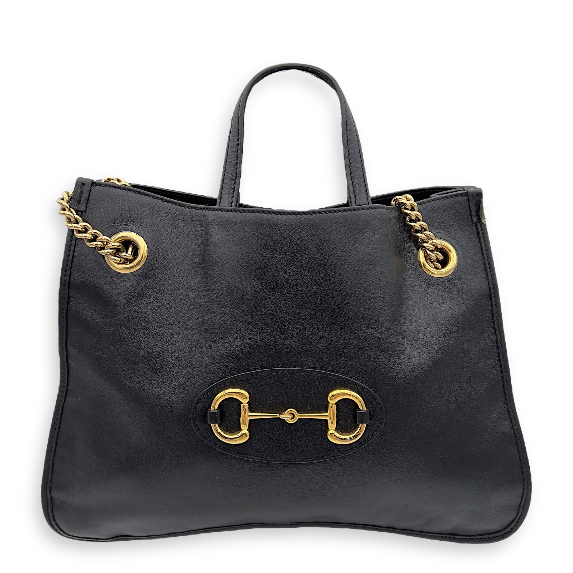 Horsebit 1955 Tote Bag Black in Calfskin, Gold hardware