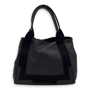 Cabas Tote Bag Black in Calfskin, Silver hardware