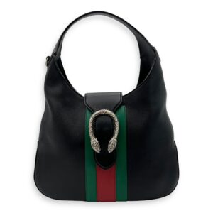 Dionysus Shoulder Bag Black in Calfskin, Silver hardware
