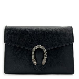Dionysus Wallet On Chain Black in Calfskin, Silver hardware