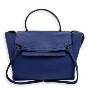 Belt Bag Mini Blue Top Handle Bag in Calfskin, Gold hardware