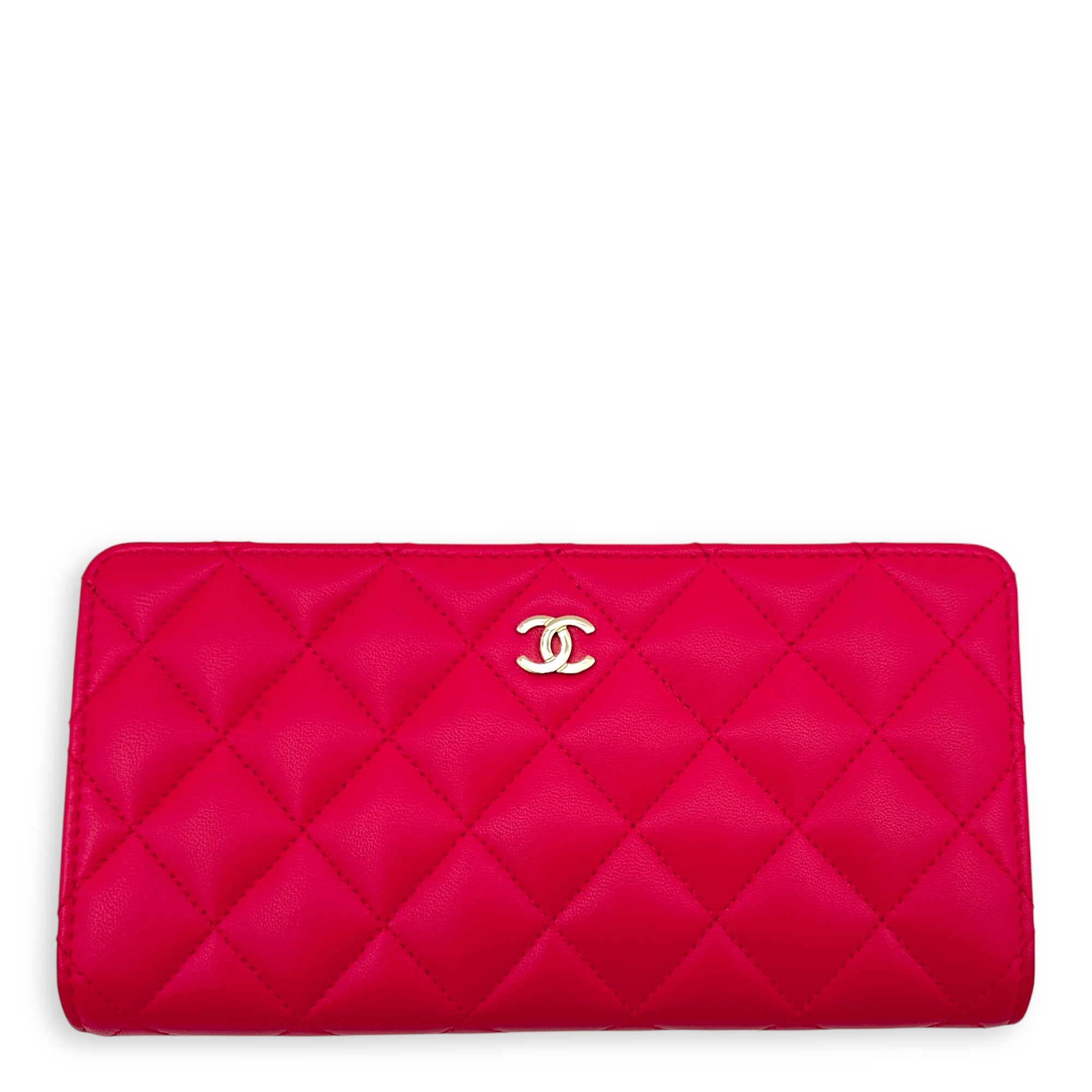 Classic Wallet Red in Lambskin, Gold hardware