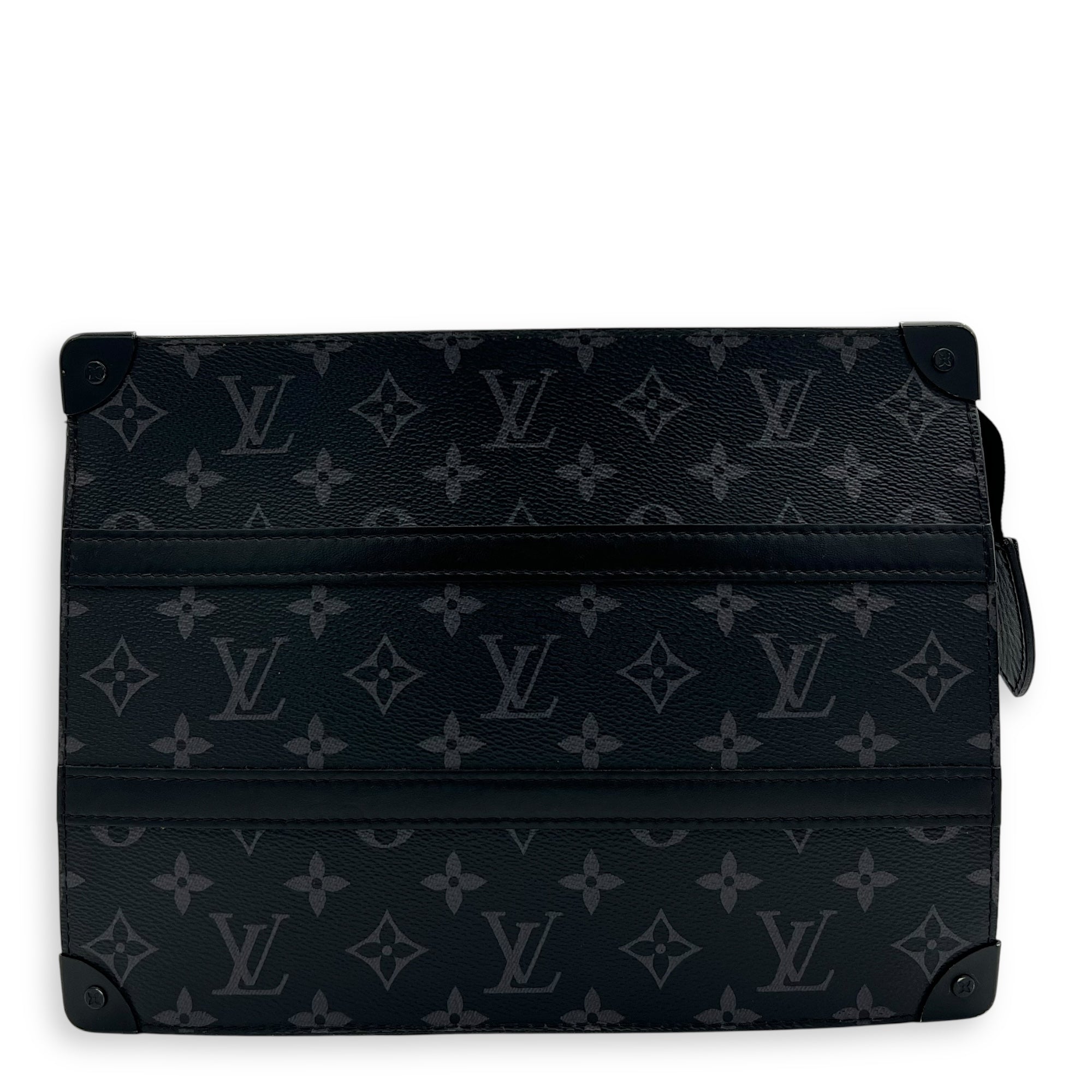 Trunk Pouch Black in Monogram Coated Canvas, Silver hardware
