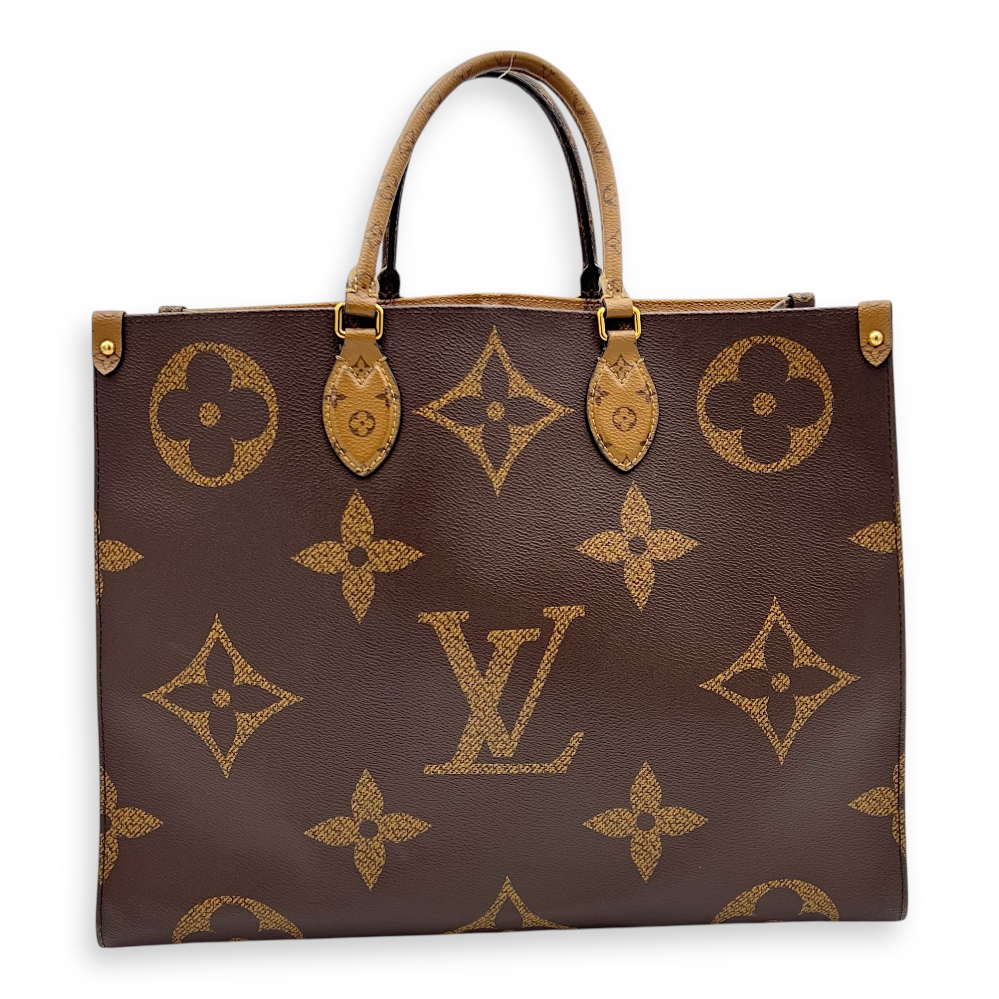 OnTheGo Tote Bag GM Brown in Monogram Coated Canvas, Gold hardware