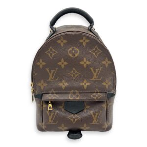 Palm Springs Backpack Mini Brown in Monogram Coated Canvas, Gold hardware