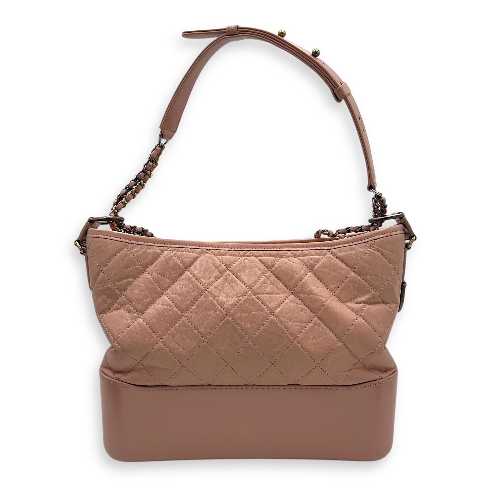 Gabrielle Crossbody Bag Medium Pink in Calfskin, Gold hardware - Image 3