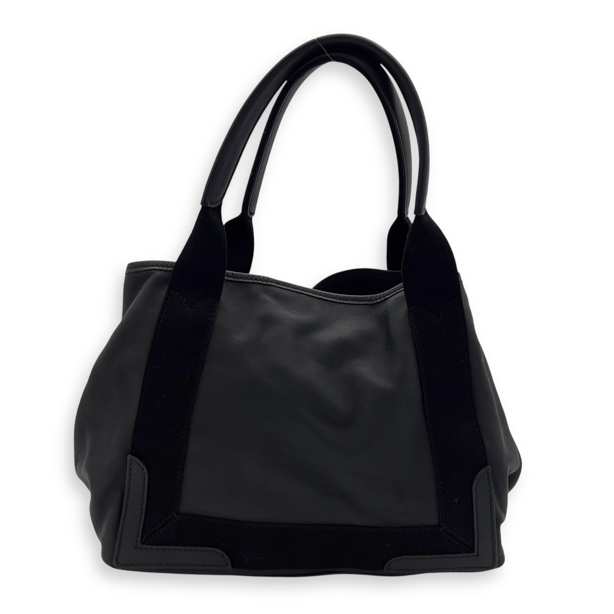 Cabas Tote Bag Black in Calfskin, Silver hardware - Image 3