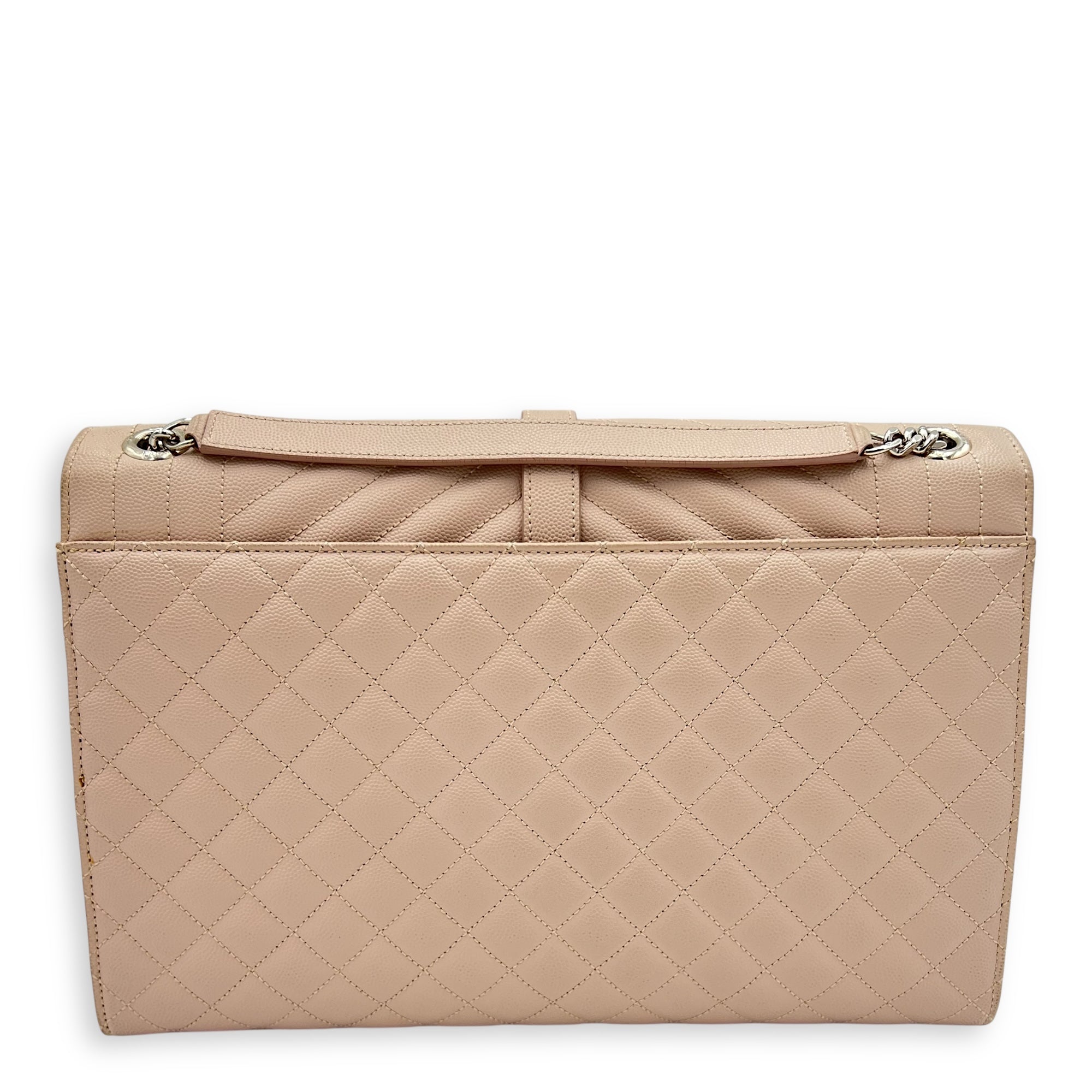 Envelope Shoulder Bag Large Pink in Caviar Leather, Silver hardware - Image 3