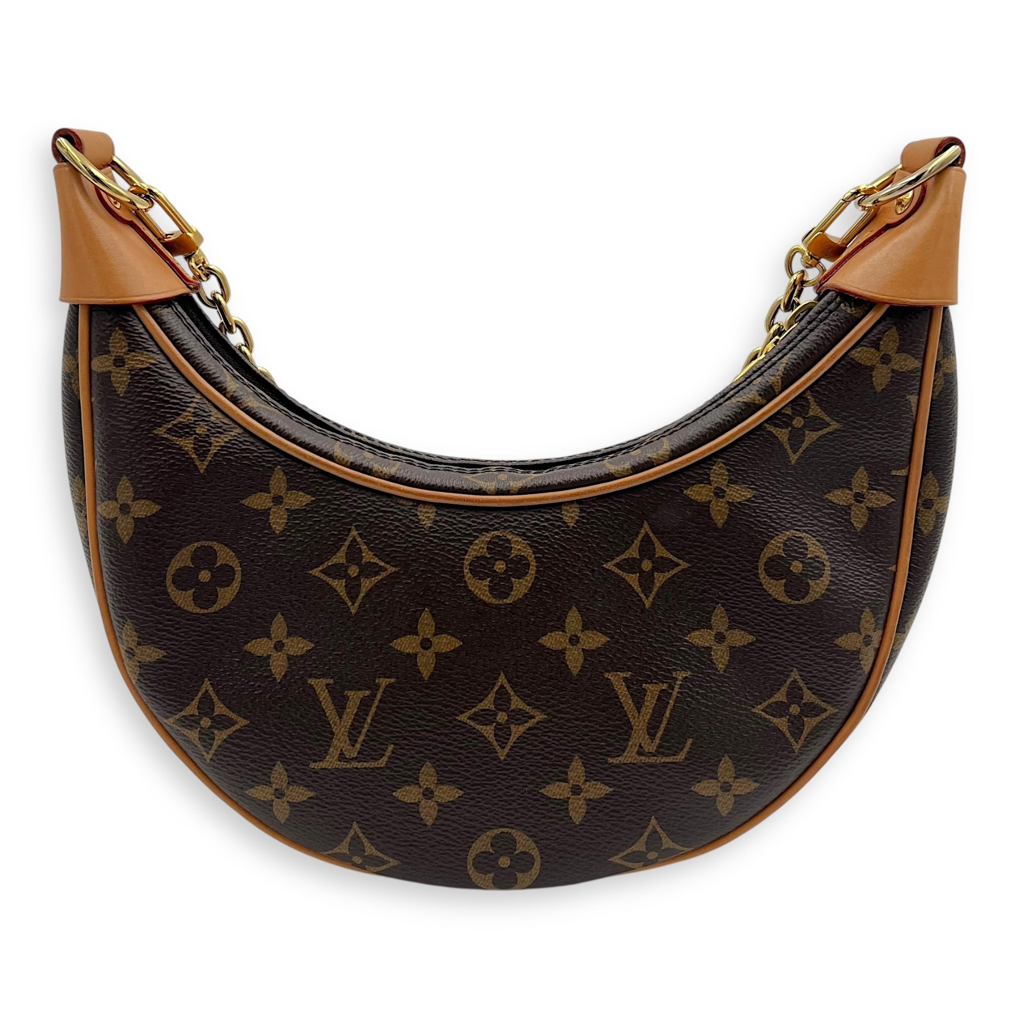 Loop Brown Shoulder Bag in Monogram Coated Canvas, Gold hardware - Image 3