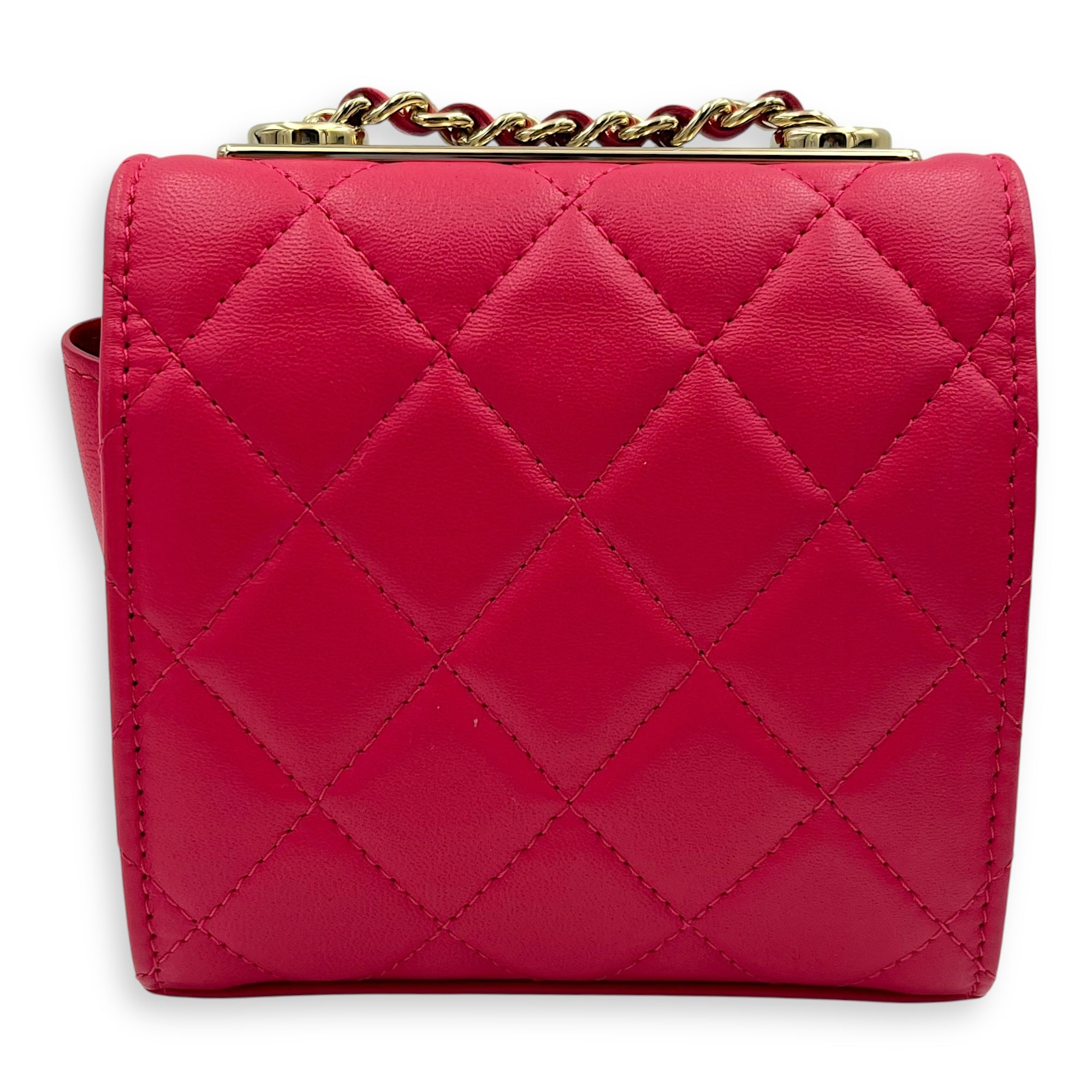 CC trendy Wallet On Chain Pink in Lambskin, Gold hardware - Image 3