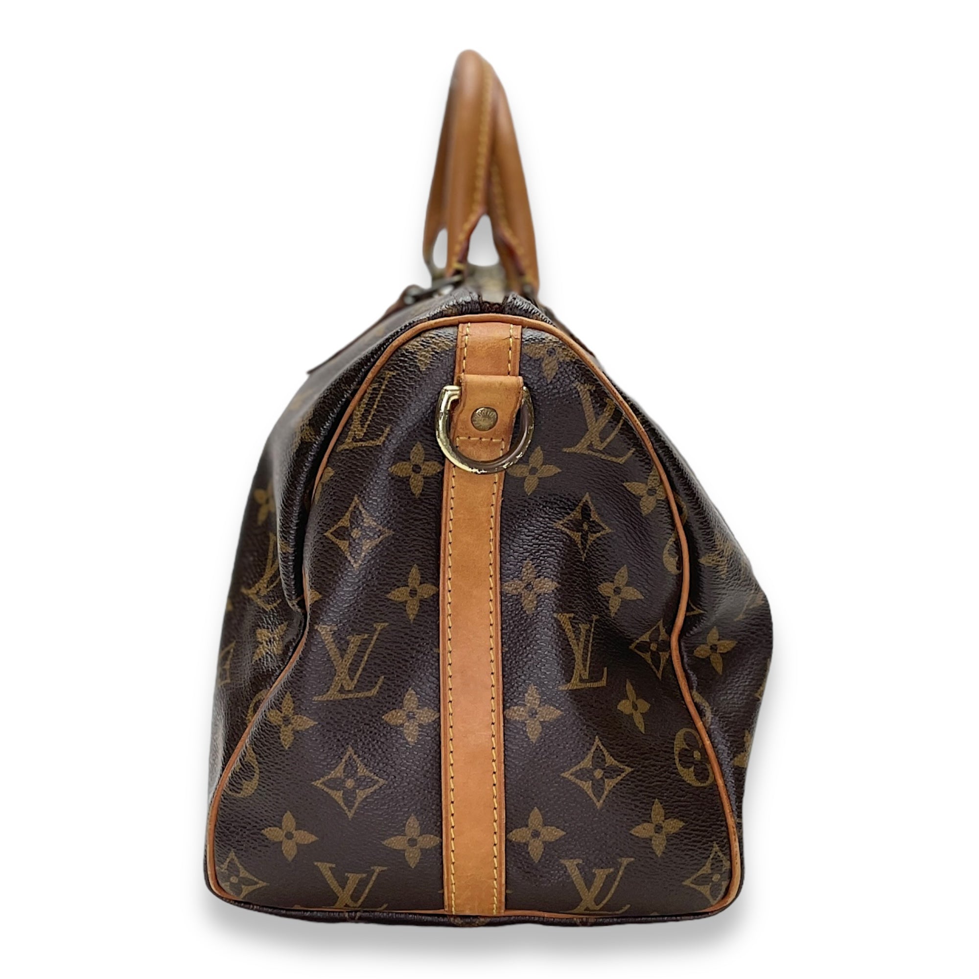 Speedy Bandouliere 30 Brown Top Handle Bag in Monogram Coated Canvas, Gold hardware - Image 4