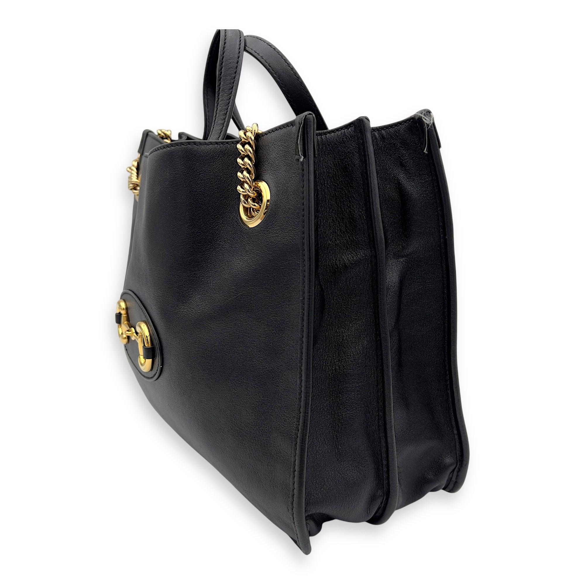Horsebit 1955 Tote Bag Black in Calfskin, Gold hardware - Image 6
