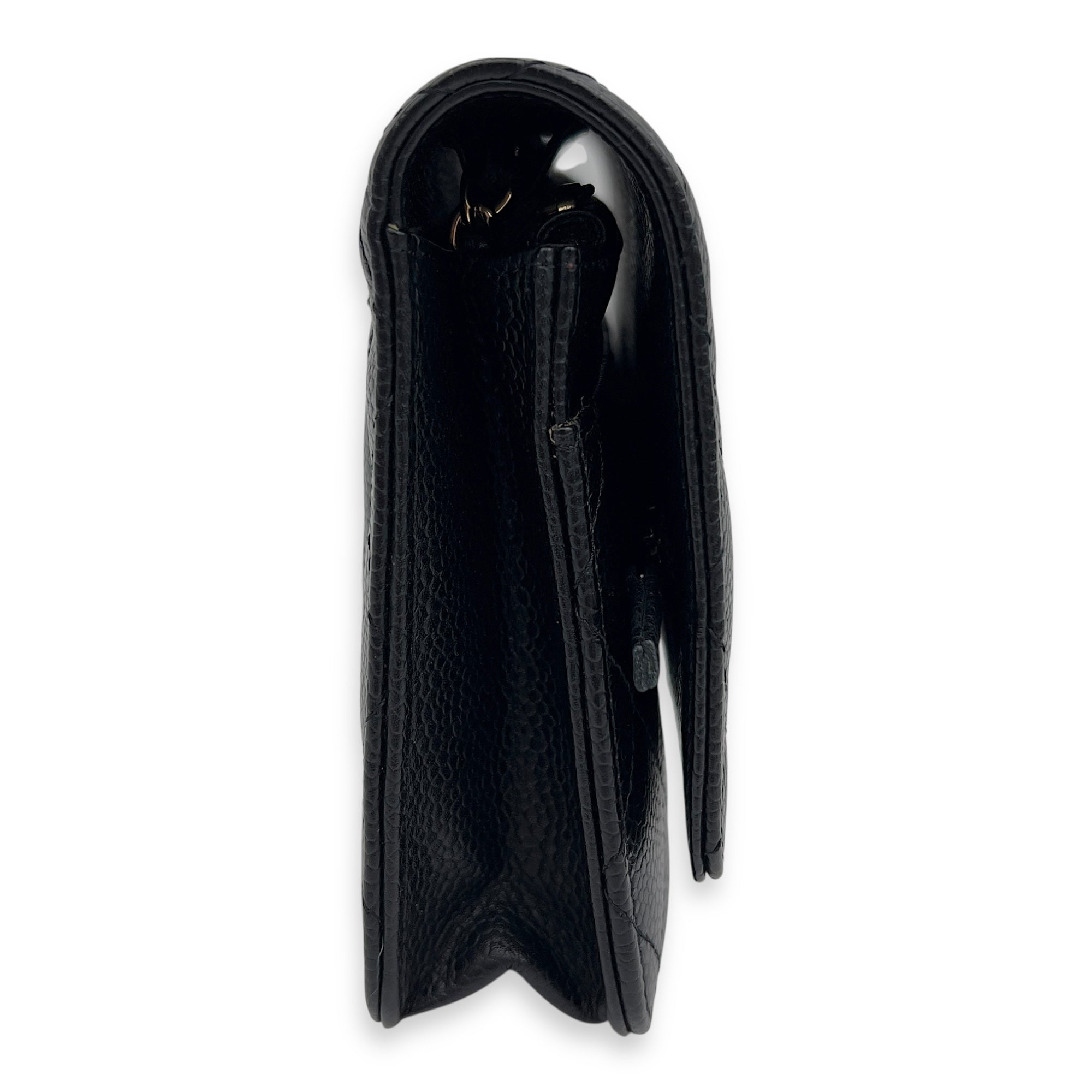 Classic Wallet On Chain Black in Caviar Leather, Gold hardware - Image 4