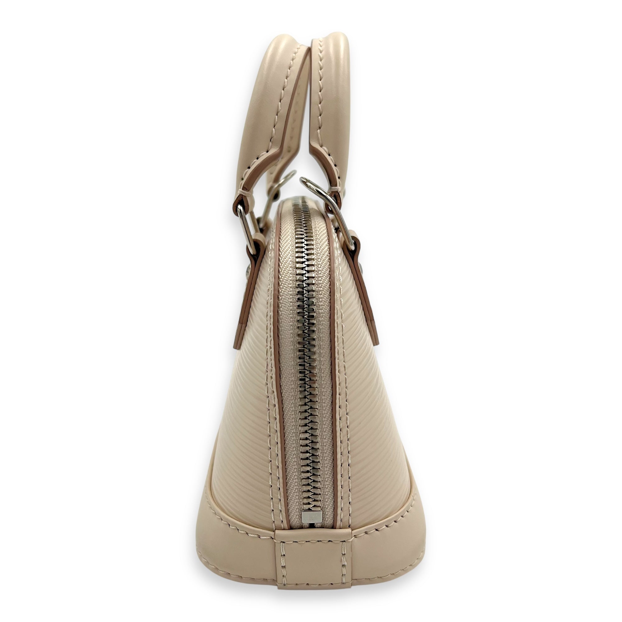Alma Top Handle Bag Nano White in Epi Leather, Silver hardware - Image 4