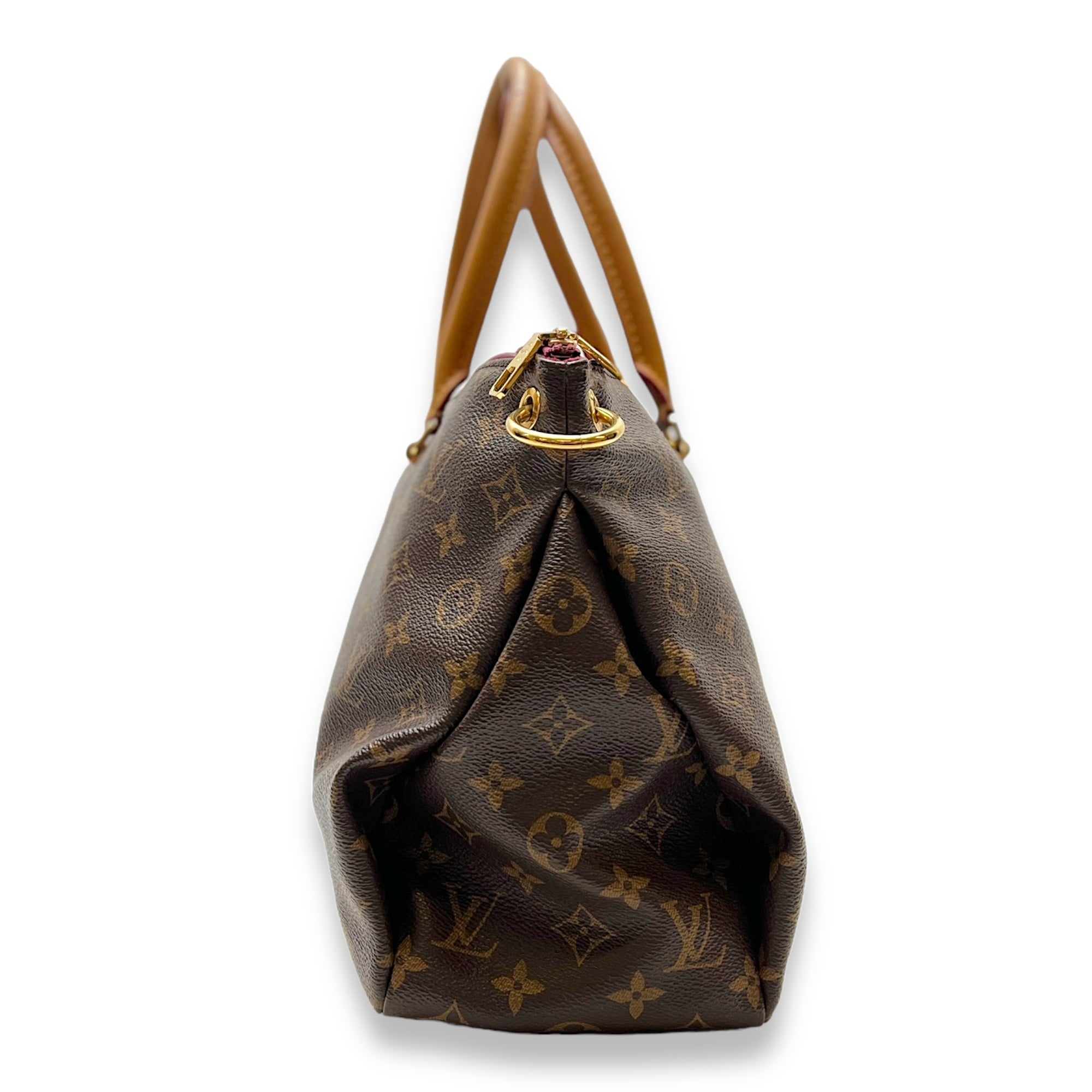 Pallas MM Brown Top Handle Bag in Monogram Coated Canvas, Gold hardware - Image 5